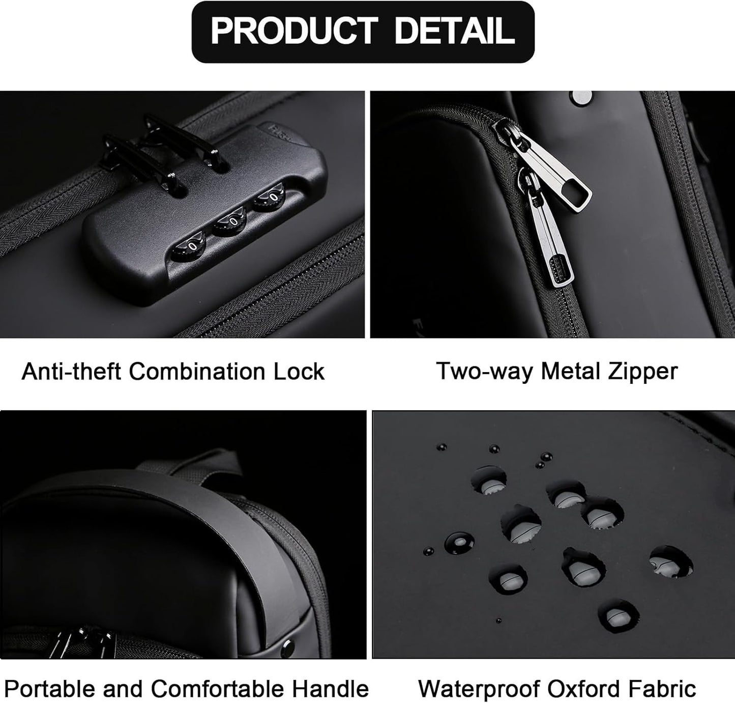 Sling Bag for Men Anti-theft USB Crossbody Shoulder Backpack Purse Waterproof PU Leather Chest Bag Travel Daily Use