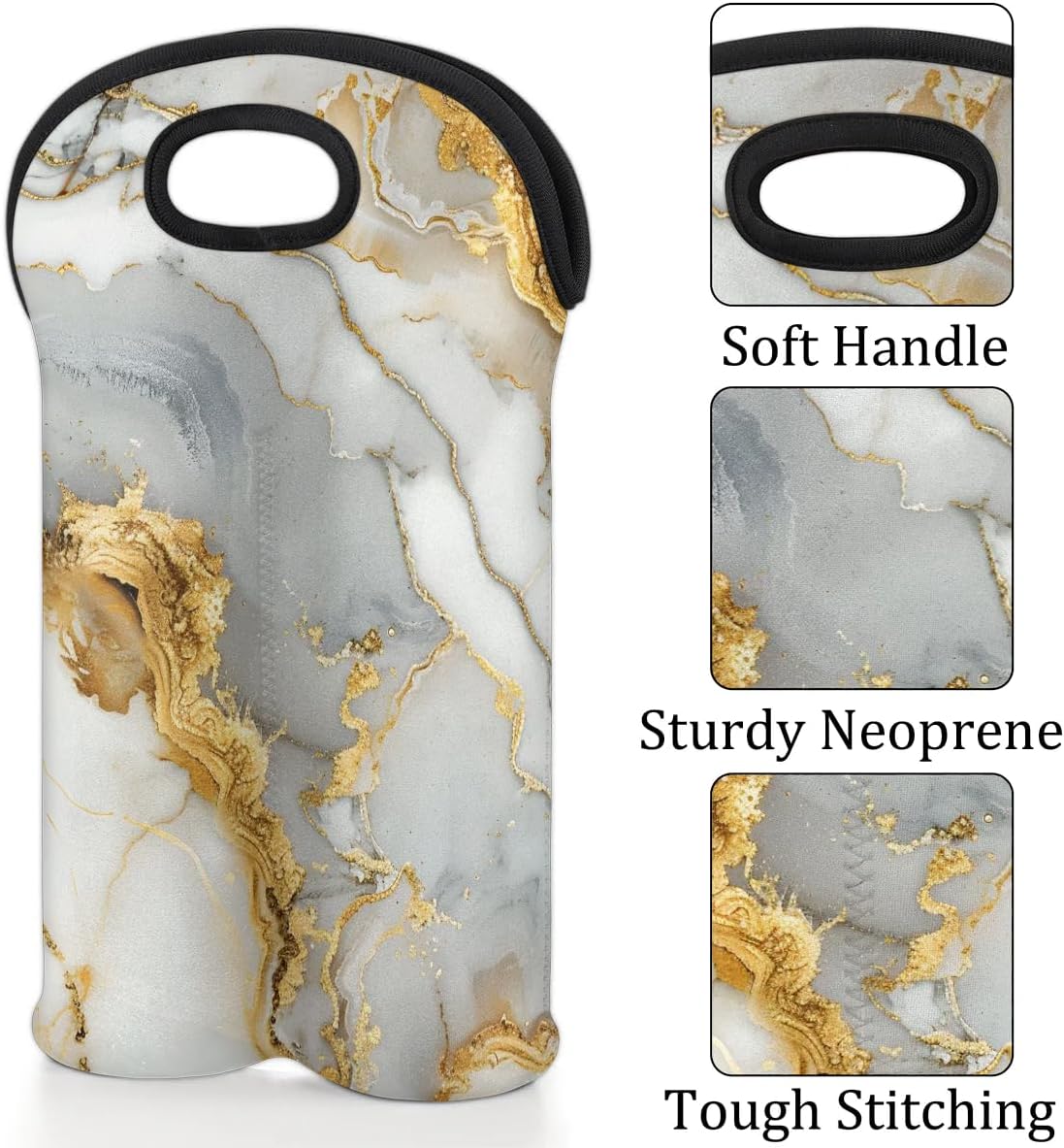 Wine Carrier Tote Personalized Bag for 2 Bottles - Neoprene Wine Bottle Holder with Carry Handle, Wine Protective Bag Insulated Bag Beer Cans Water Bottle Holder for Travel Picnic,Style12