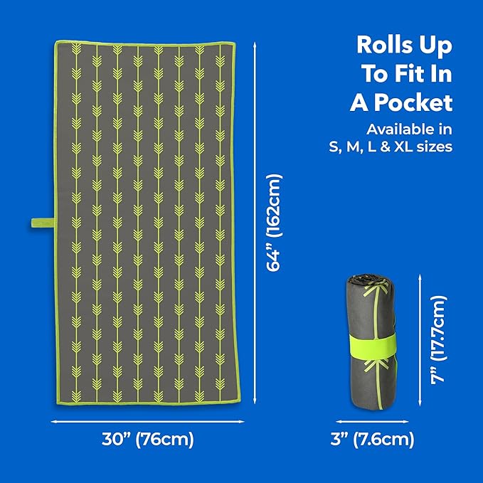 Acteon Large Microfiber Beach Towel, 64" x 30" Quick Dry Odor-Free Technology, Men & Women Fast Drying Absorbent Swim Towels for Swimmers, Sand, Pool, Travel, Hiking, Gym, Camping, Bath