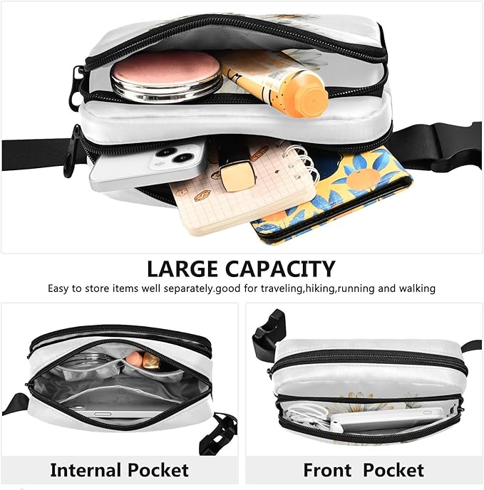 Daisy Fanny Pack for Women Men Water Resistant Fashion Waist Packs with Adjustable Strap Belt Bag for Travel Workout Jogging Hiking 21218849