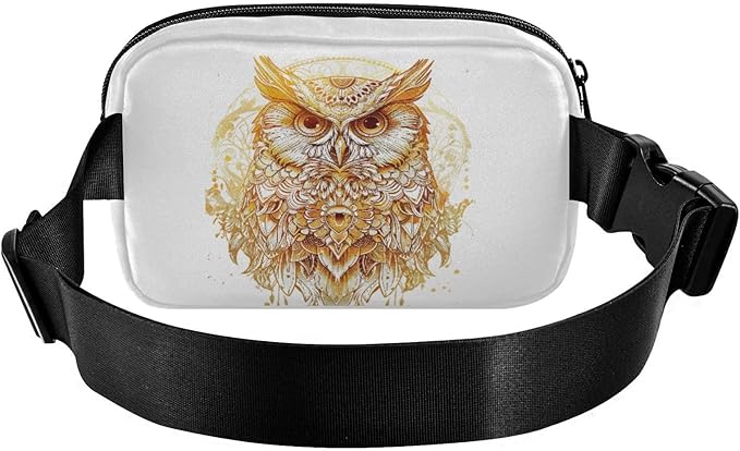 Mythical Golden Owl Fanny Pack for Women Men Water Resistant Fashion Waist Packs with Adjustable Strap Belt Bag for Travel Workout Jogging Hiking 21218783