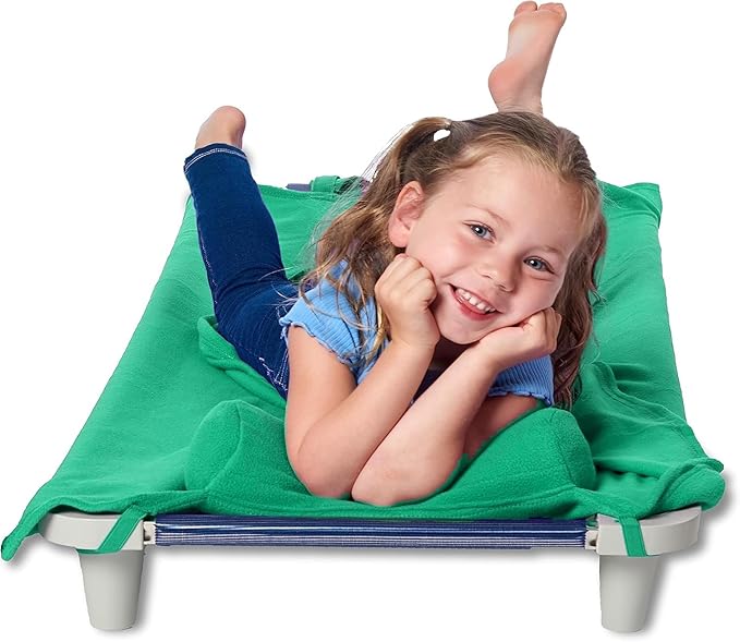 ROLLEE POLLEE Nap Sac Roll Up Napping Blanket with Attached Pillow for Preschool/Daycare, Super Soft with Elastic Straps, Fits Most Mats and Cots