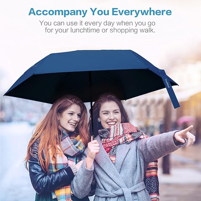 TradMall Mini Travel Umbrella, Portable Lightweight Compact Parasol with 95% UV Protection for Sun & Rain