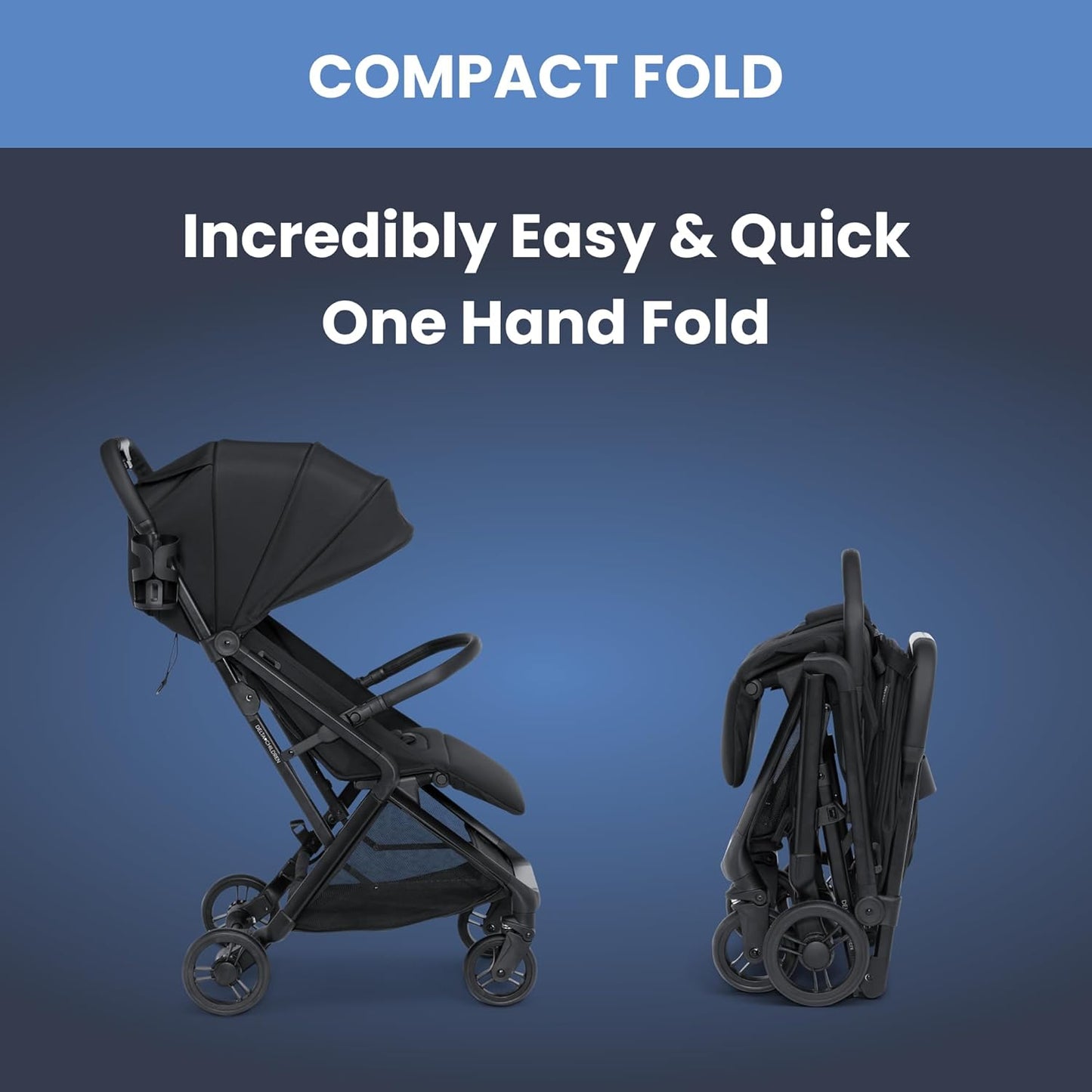 Delta Children Icon Ultra Compact Travel Stroller - Greenguard Gold Certified, Black