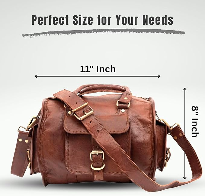 Genuine Leather Gym Duffle Bag – Stylish Weekender Travel Bag for Men & Women, Durable Duffel with Adjustable Shoulder Strap for Gym, Weekend & Travel Use
