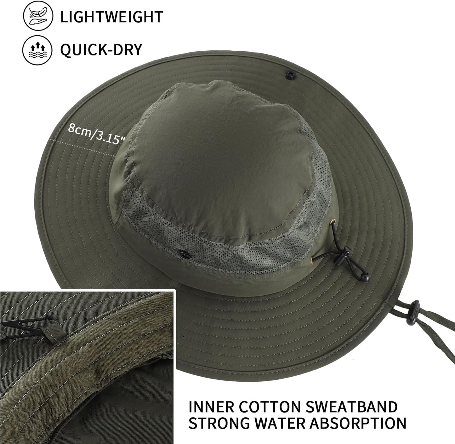 Home Prefer UPF50+ Mens Sun Hat Wide Brim Womens UV Protection Beach Bucket Hat for Fishing Hiking Snap Up Cowboy Hat