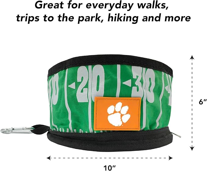 Pets First NCAA Clemson Tigers Collapsible Dog Travel Bowl Set, 2 Pack Food & Water Bowls for Dogs, Best Portable & Lightweight Leak-Proof Dog Bowls for Travel