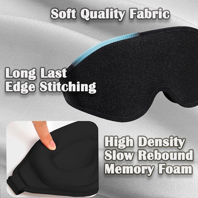 Black Sleep Mask for Men Eyelash Extension, Eye Mask for Lash Extensions No Pressure 3D Sleep Mask, Women Sleep Protector Eye Shade Cover for Travel Yoga Nap