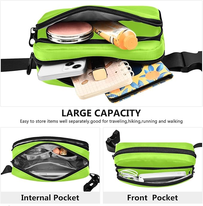 Fanny Pack for Women Men Water Resistant Fashion Waist Packs with Adjustable Strap Belt Bag for Travel Workout Jogging Hiking Green Yellow