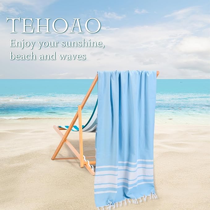6 Pack Turkish Striped Beach Towels Bulk Oversized 39"x71" Large Bath and Pool Set Quick Dry Lightweight Travel Towel for Adult,100% Cotton