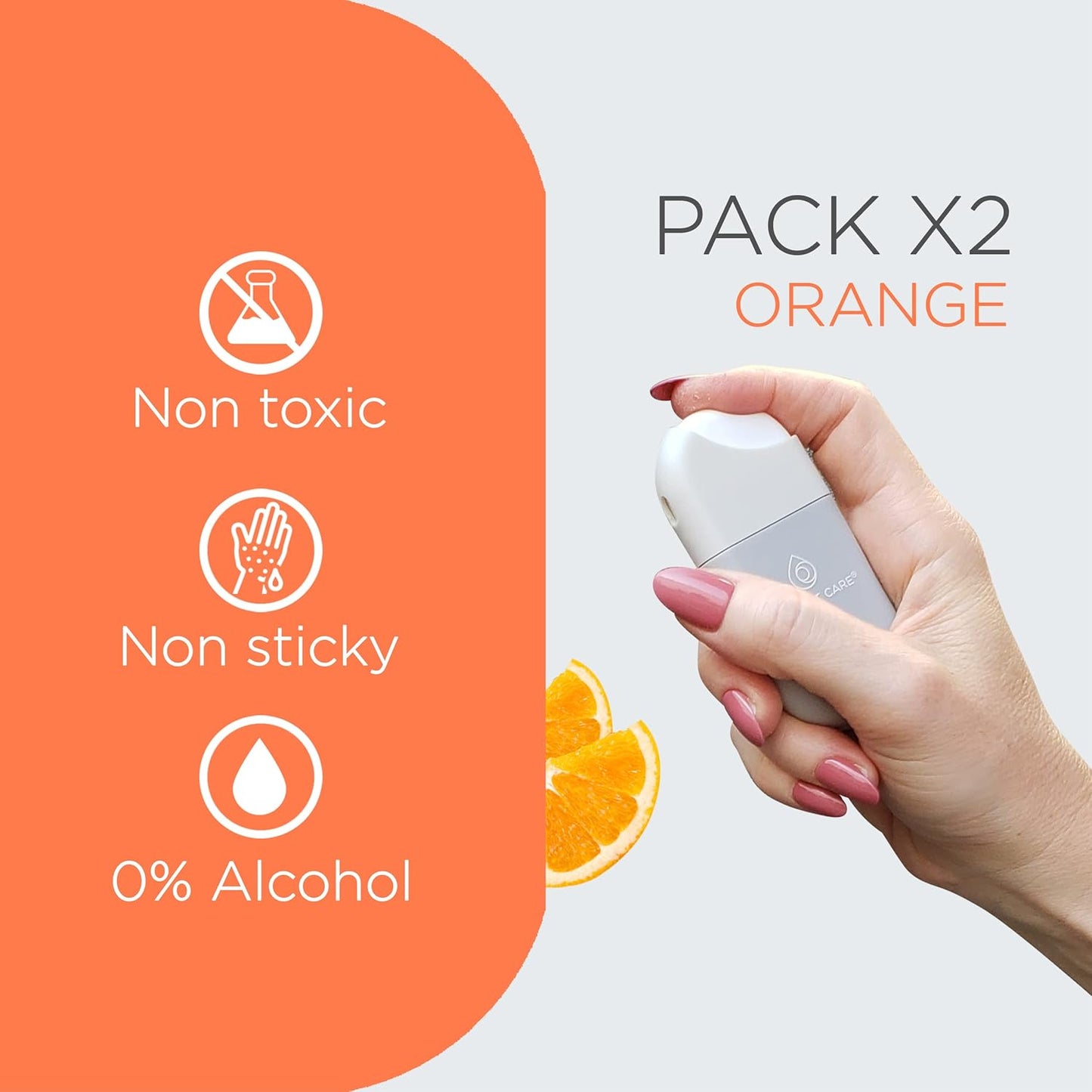 POCKET CARE | 2 Pack Orange Hand Sanitizer Spray 15 ml - natural Spray for Hands | Organic Moisturizing Spray | Hand Spray Travel Size - Travel Accessories | 100% natural (Orange)