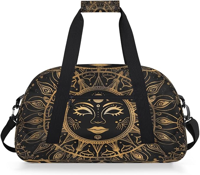 Travel Duffle Bag for travel duffle bag sports Girls Boys Kids Ethnic Sun Gold Lightweight Overnight Sleepover Weekender Bags Small Dance Gym Sport Bag Teens Carry-On Size Workout Bag