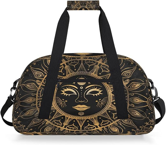 Travel Duffle Bag for travel duffle bag sports Girls Boys Kids Ethnic Sun Gold Lightweight Overnight Sleepover Weekender Bags Small Dance Gym Sport Bag Teens Carry-On Size Workout Bag