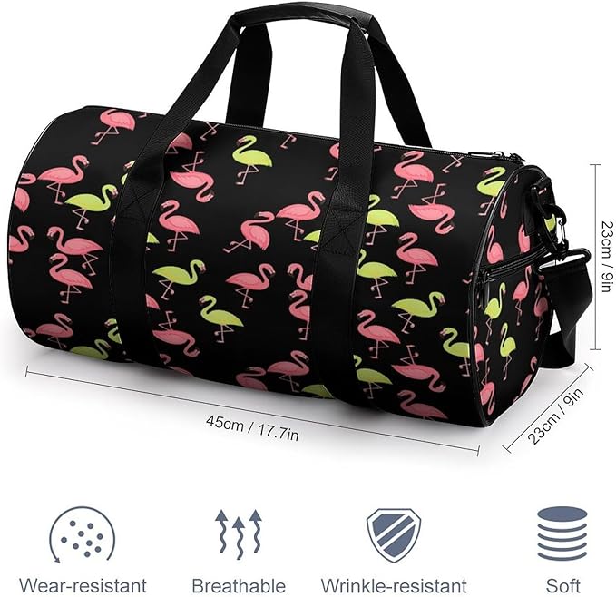 Gym Sports Travel Workout Bag Pink And Turquoise Flamingo Dance Gymnastics Bag Lightweight Carry On Bags Foldable Overnight Bags