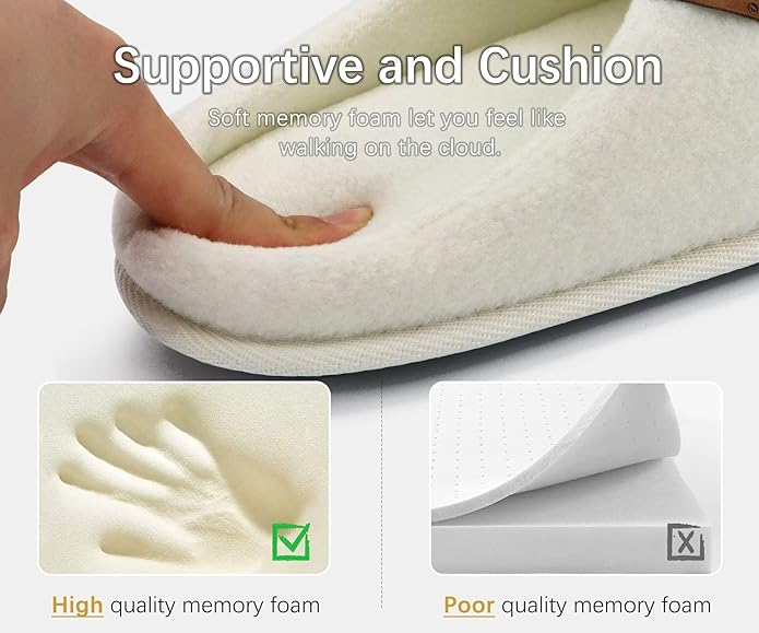 ONCAI Men's House Slippers Memory Foam Slip-On Warm Cozy Scuff Home Bedroom Shoes with Indoor/Outdoor Rubber Soles US Size 7-15