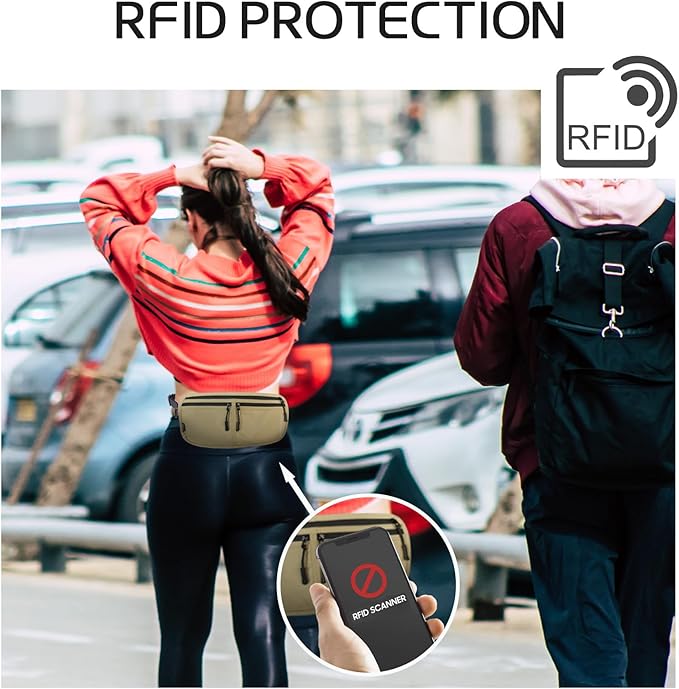 Travel Passport Holder - RFID Blocking Travel Pouch Money Belt Airtag Passport Wallet for Men, Women