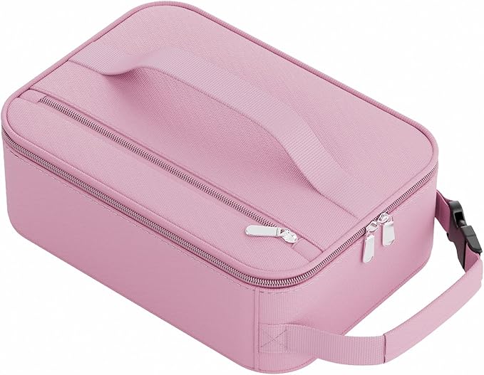 HowFly Small Lunch Bag - Insulated Lunch Box Bag for Women Men - Portable Thermal Reusable Meal Cooler Bags with Buckle Handle for Work School - Pink