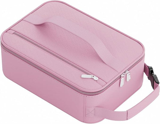 HowFly Small Lunch Bag - Insulated Lunch Box Bag for Women Men - Portable Thermal Reusable Meal Cooler Bags with Buckle Handle for Work School - Pink