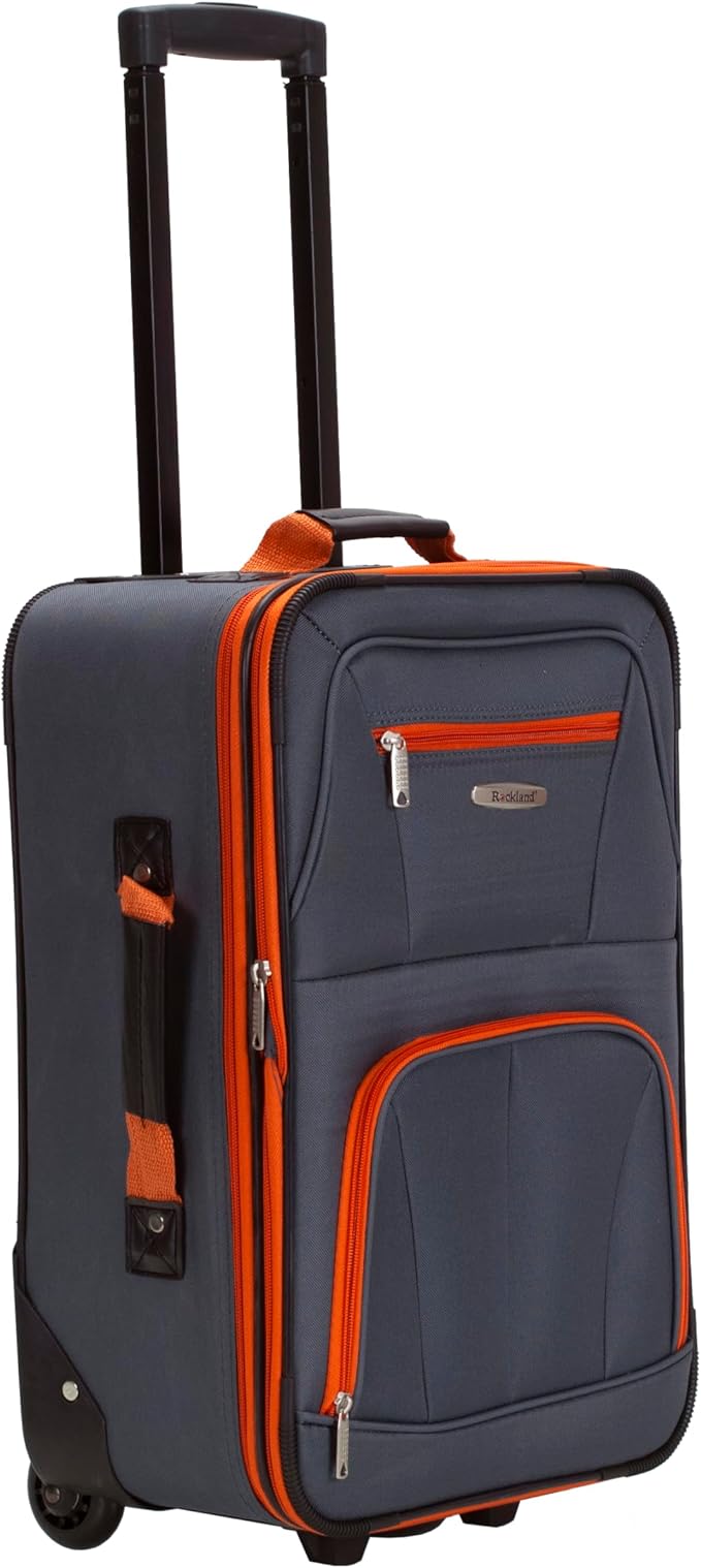 Rockland Fashion Softside Upright Luggage Set, Expandable, Charcoal, 2-Piece Set (14/19)