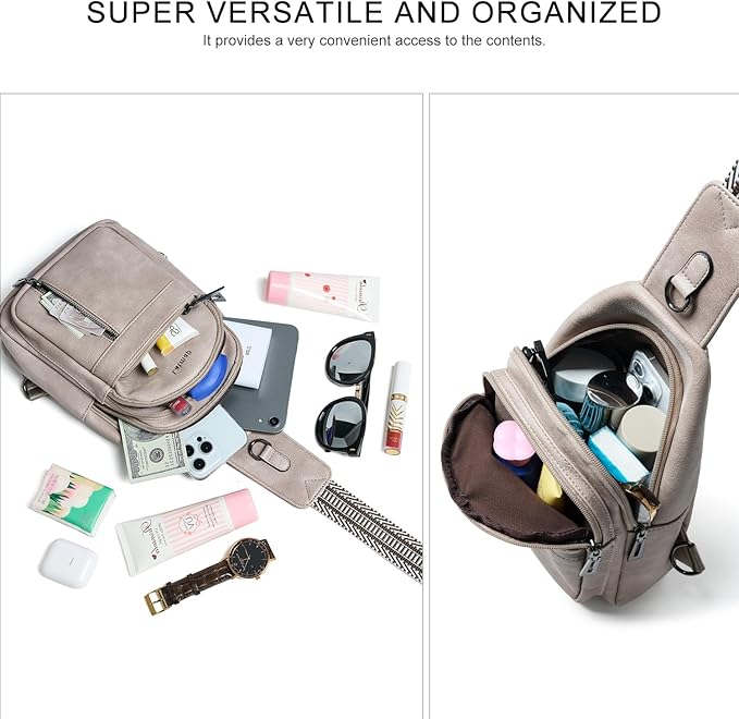 7L Sling Bag For Women Men Backpack Fanny Pack Crossbody Chest Travel Shoulder Belt Bags Purse Handbag PU Leather