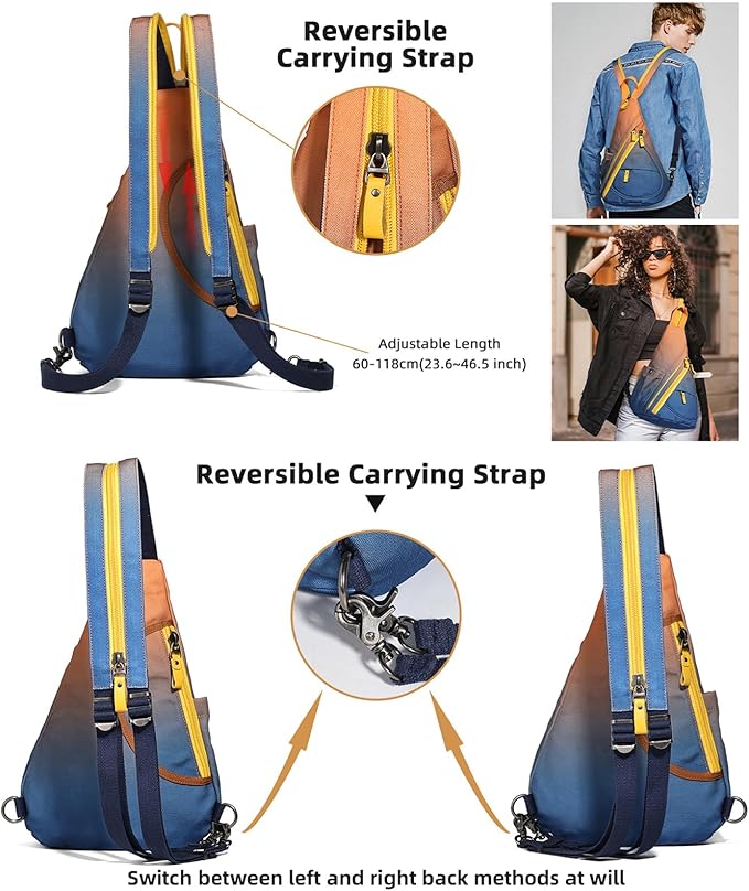 KL928 Canvas Sling Bag - Small Crossbody Backpack Shoulder Casual Daypack Rucksack for Men Women