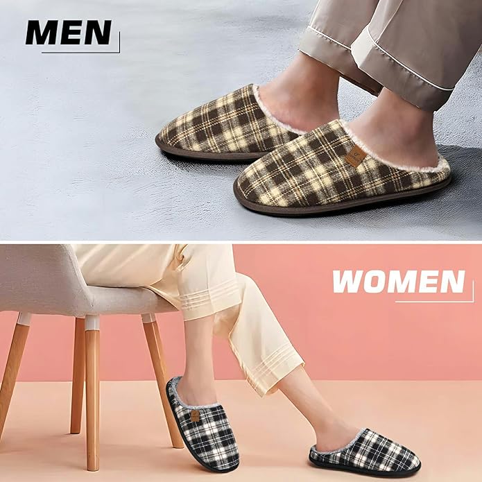 COFACE Mens Cozy Memory Foam Scuff Slippers Casual Slip On Warm House Shoes Indoor/Outdoor Sandal Slippers With Arch Support Rubber Sole Size 7-15