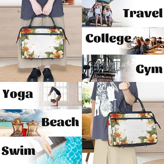 Farmhouse Rustic Floral Overnight Weekender Bag for Women Men Travel Duffel Bags Waterproof Luggage Carry on Sports Yoga Gym Bag