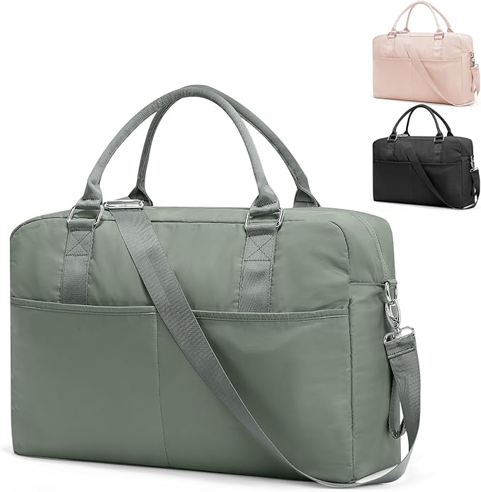 Gym Bag for Women,Travel Duffle Bag for Travel with Wet Pocket Weekender Overnight Carry On Tote Bag Luggage Bag with Trolley Sleeve Personal Item Travel Bag Hospital Diaper Bag Green