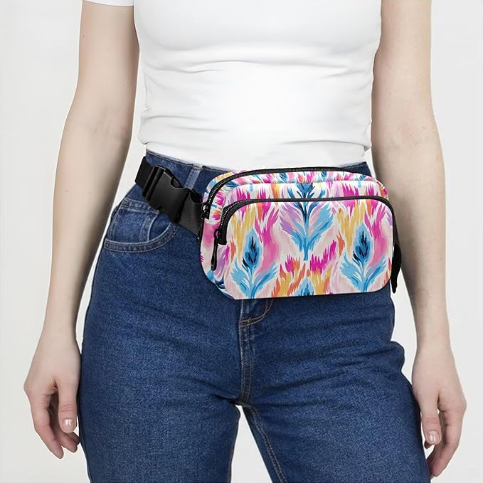 Ethnic Ikat Print Fanny Pack for Women Men Water Resistant Fashion Waist Packs with Adjustable Strap Belt Bag for Travel Workout Jogging Hiking 21219828