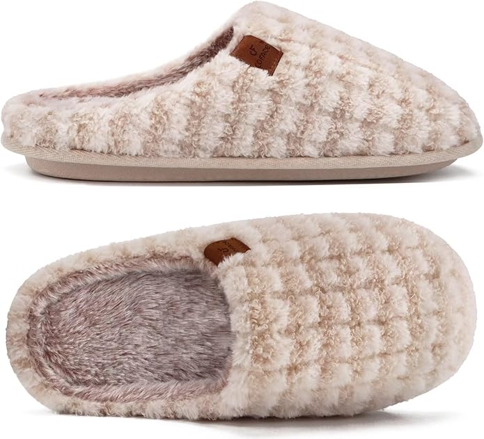 COFACE Mens Cozy Memory Foam Scuff Slippers Casual Slip On Warm House Shoes Indoor/Outdoor Sandal Slippers With Arch Support Rubber Sole Size 7-15