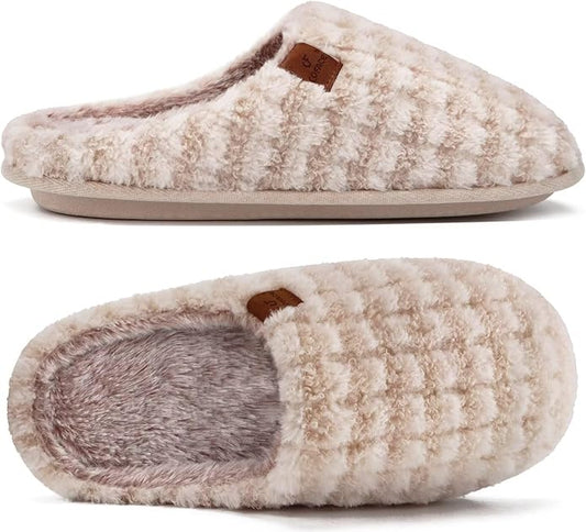 COFACE Mens Cozy Memory Foam Scuff Slippers Casual Slip On Warm House Shoes Indoor/Outdoor Sandal Slippers With Arch Support Rubber Sole Size 7-15