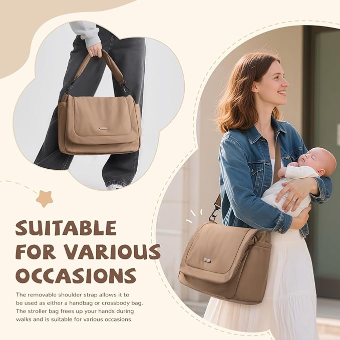 14L Puffer Diaper Bag Tote, Large Capacity Travel Diaper bags, Crossbody Hospital Bag for mom