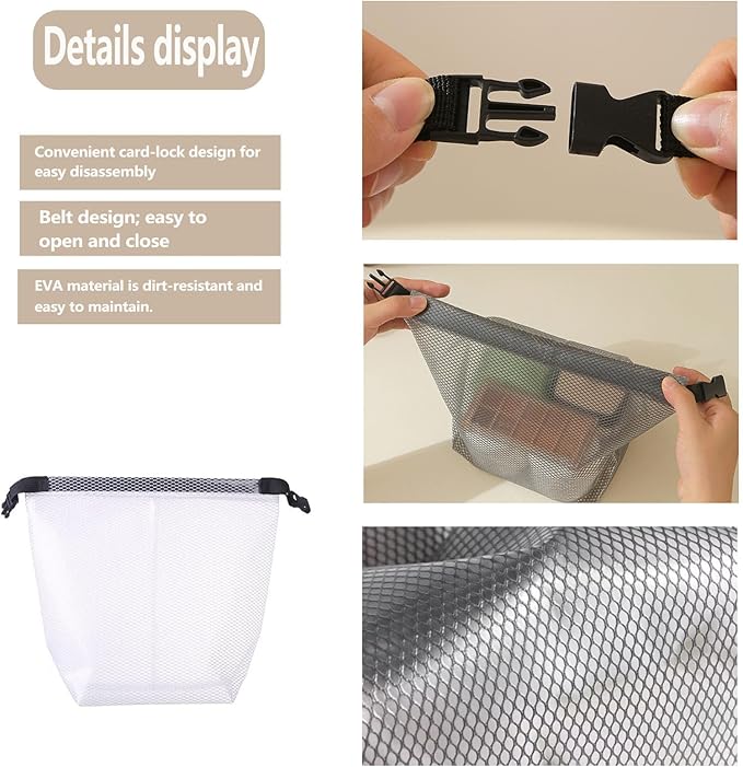 Cosmetic storage bag with dry and wet separation, wash bag, hand-held bag, portable storage bag, simple style,suitable for travel, fitness, swimming, outdoor rafting (White, 7.1in*6.3in*9.4in)