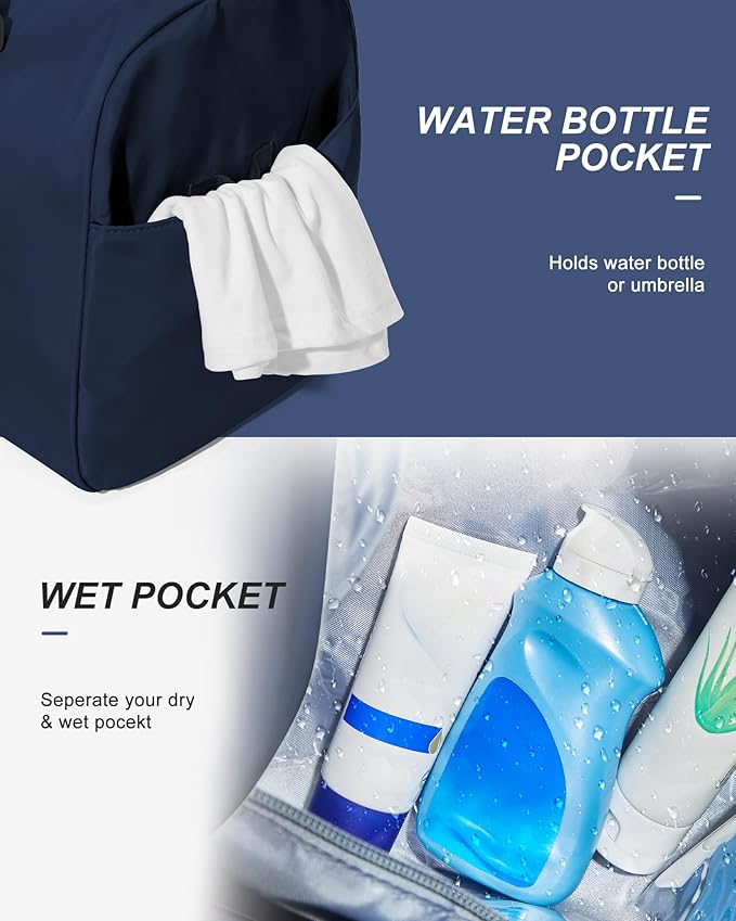 Gym Bag Womens Mens with Shoes Compartment and Wet Pocket Travel Duffel Bag for Women for Plane Sport Gym Tote Bags with Toiletry Bag Waterproof Weekend Overnight Carry on Bag Hospital Holdalls