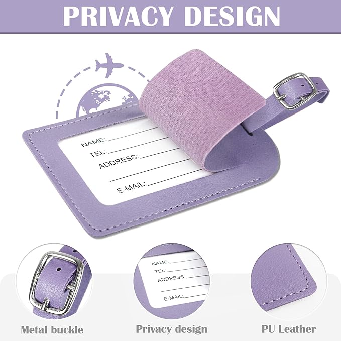 COSHAYSOO Purple Initial Passport Cover Holder and Luggage Tag Set TSA Approved with Chenille Letter Patch for Women Teenage Girls, Fashion Travel Bag Backpacks Suitcase Identifier Markers (G)