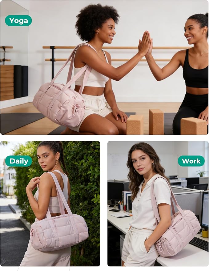 BAGSMART Reiki Gym Bag for Women, Mini/Medium Crossbody Bags for Women, 5L Dance Bag with Detachable Strap, 15L Yoga Mate Bag with Wet & Dry Pocket