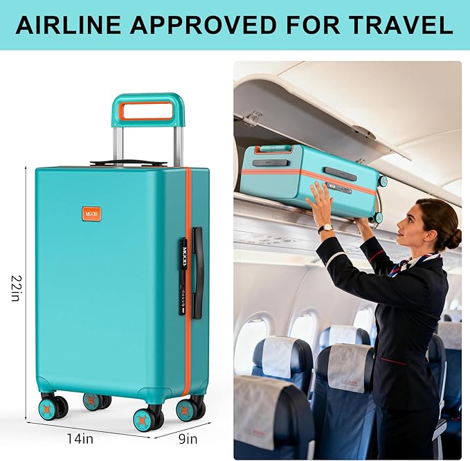 20 Inch Carry-on Luggage Zipperless for Women, Hardside Rolling Suitcase with Spinner Wheels & TSA Lock,PC Lightweight Carry on Luggage Airline Approved 22x14x9 Hard Case