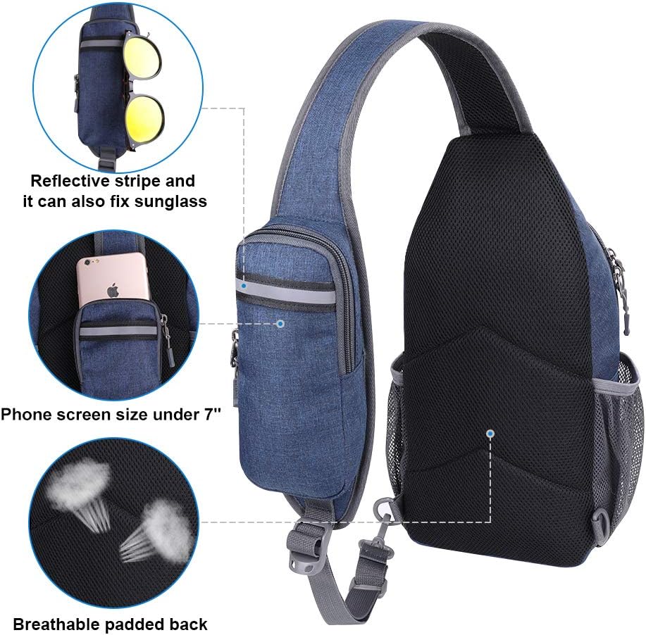 WATERFLY Crossbody Sling Backpack Sling Bag Travel Hiking Chest Bag Daypack