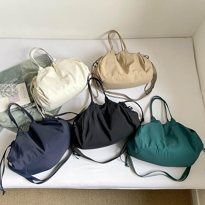 Stylish Crinkled Nylon Handbag with Adjustable Comfortable Strap and Spacious Interior Shoulder Bag for Work or Gym Use Bag