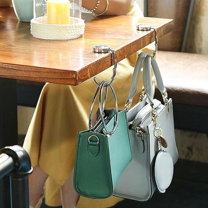 6 PCS Foldable Purse Hook, Women's Handbag Hangers Folding Decor Table Hook, Women's Handbag Hanger Holder(Marble)