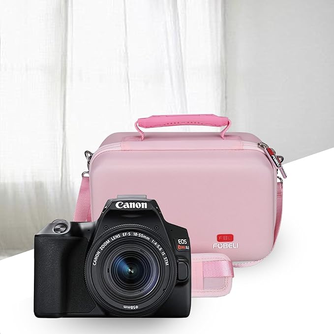 FBLFOBELI EVA Travel Storage Case for Canon EOS Rebel T7 / T8i / T5 / R50 / R100 DSLR Camera with 18-55mm Lens, Camera Protective Waterproof Carrying Bag (Case Only) (Pink)