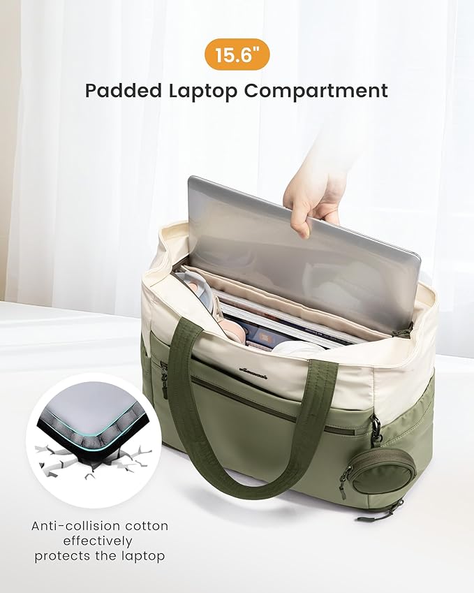 LOVEVOOK Tote Bag for Women, Expandable Laptop Work Bag 15.6 Inch, 33L Large Travel Handbag with 40oz Tumbler Holder, TSA
