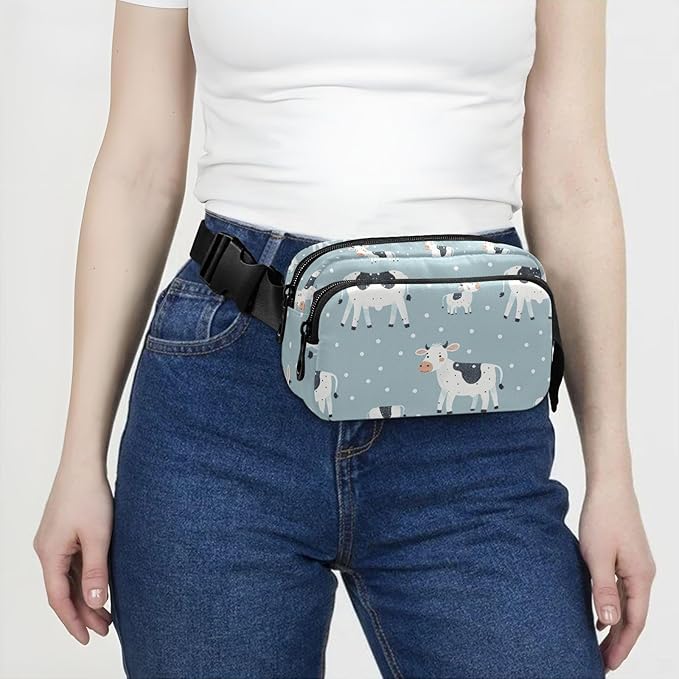 Kawaii Cow Fanny Pack for Women Men Water Resistant Fashion Waist Packs with Adjustable Strap Belt Bag for Travel Workout Jogging Hiking 21219054
