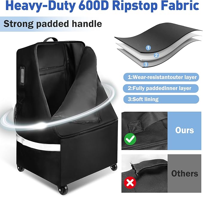 Upgrade Car Seat Travel Bag for Airplane With Wheels, Carseat Travel Bag for Airplane, Car Seat Travel Bag With Wheels, Wheeled CarSeat Travel Bag For Graco for Heavy-Duty Protection for Air Travel