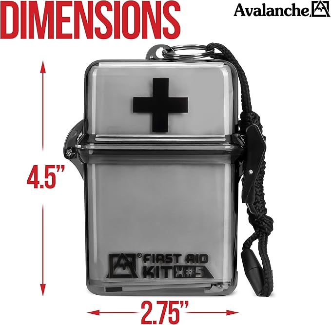 Avalanche Mini First Aid Kit, 30 Pcs Emergency Supplies Kit in Waterproof Case for Home, Car, Travel, Sports or Camping, First Aid Kit in Hard Case & Carabiner, Gray