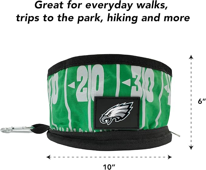 NFL Philadelphia Eagles Pets First Collapsible Dog Travel Bowl Set, 2 Pack Food and Water Bowls for Dogs, Best Portable & Lightweight Leak-Proof Dog Bowls for Travel