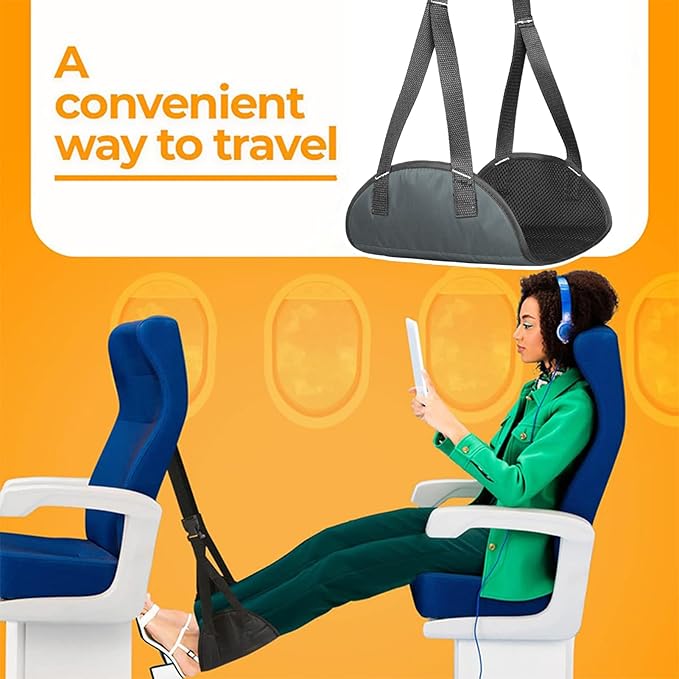 TOLUON Airplane Foot Hammock Foot Hammock for Plane Travel Portable Airplane Footrest Length Adjustable Airplane Foot Rest Travel Essentials Accessories Office Leg Rest Gifts to Relax Your Feet Dark
