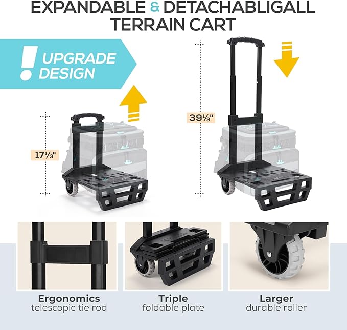 TOURIT 48 Can Collapsible Cooler with Wheels, Insulated Rolling Cooler with All-Terrain Cart, Waterproof Soft Sided Cooler Bag for Beach, Picnic, Camping, Shopping, Travel