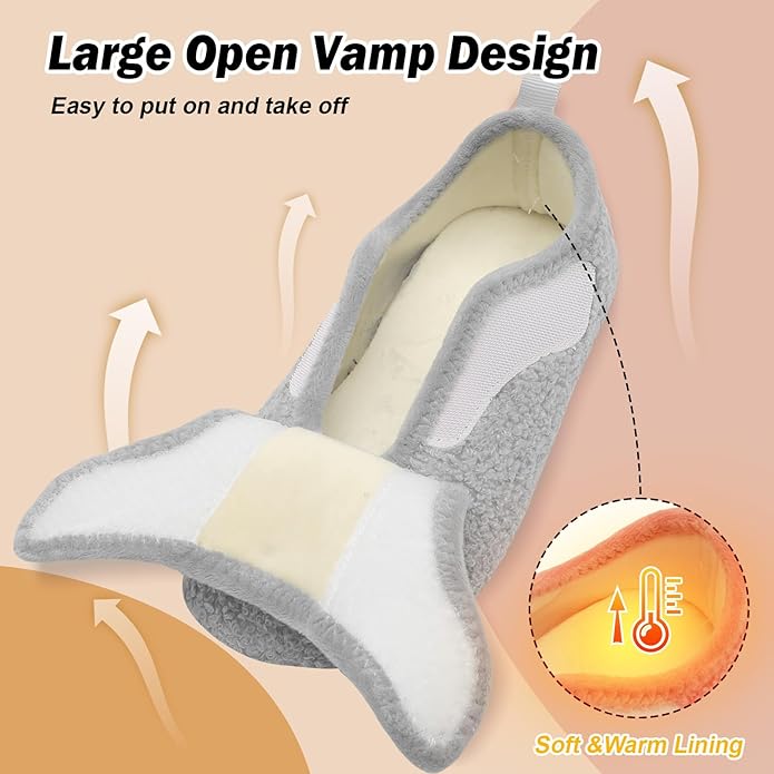 BARERUN Slippers for Women Men Wide House Diabetic Shoes for Women Men Warm Arthritis Edema Swollen Neuropathy Socks Slip on Adjustable Fuzzy Comfy Soft Womens Mens Bedroom Sliipers