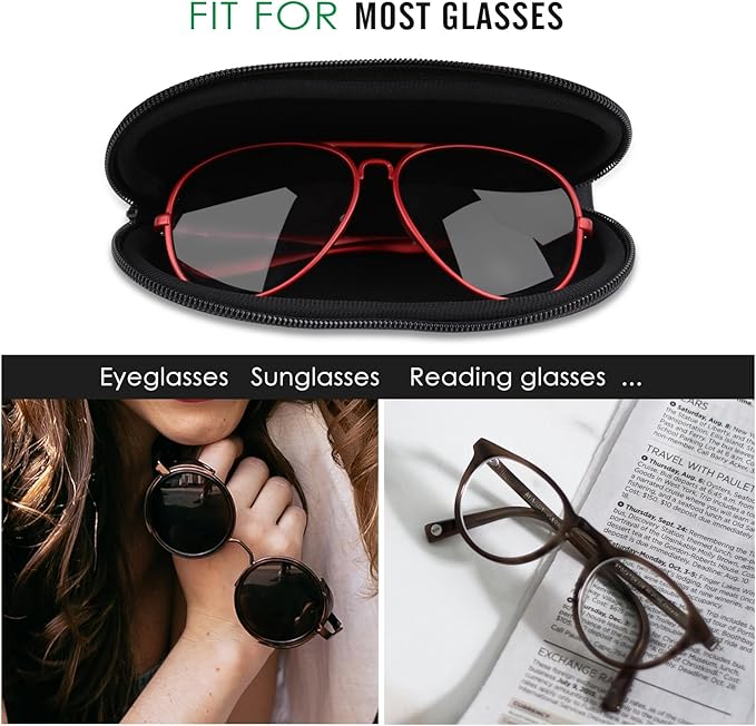 MoKo Sunglasses Soft Case Ultra Light Neoprene Zipper Eyeglass Case for Men Women